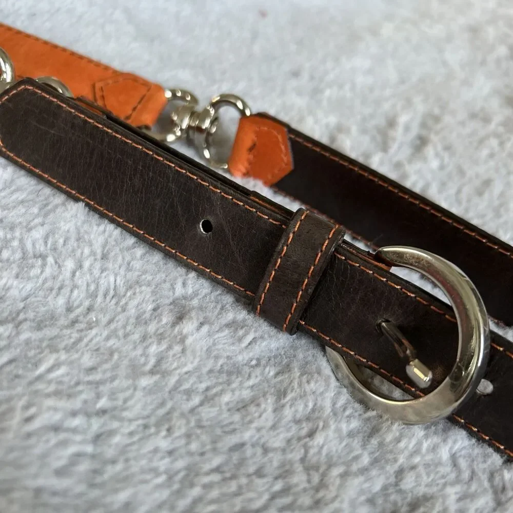 Vintage Nbel Belt Brown and Orange Swivel Made In Italy  36”